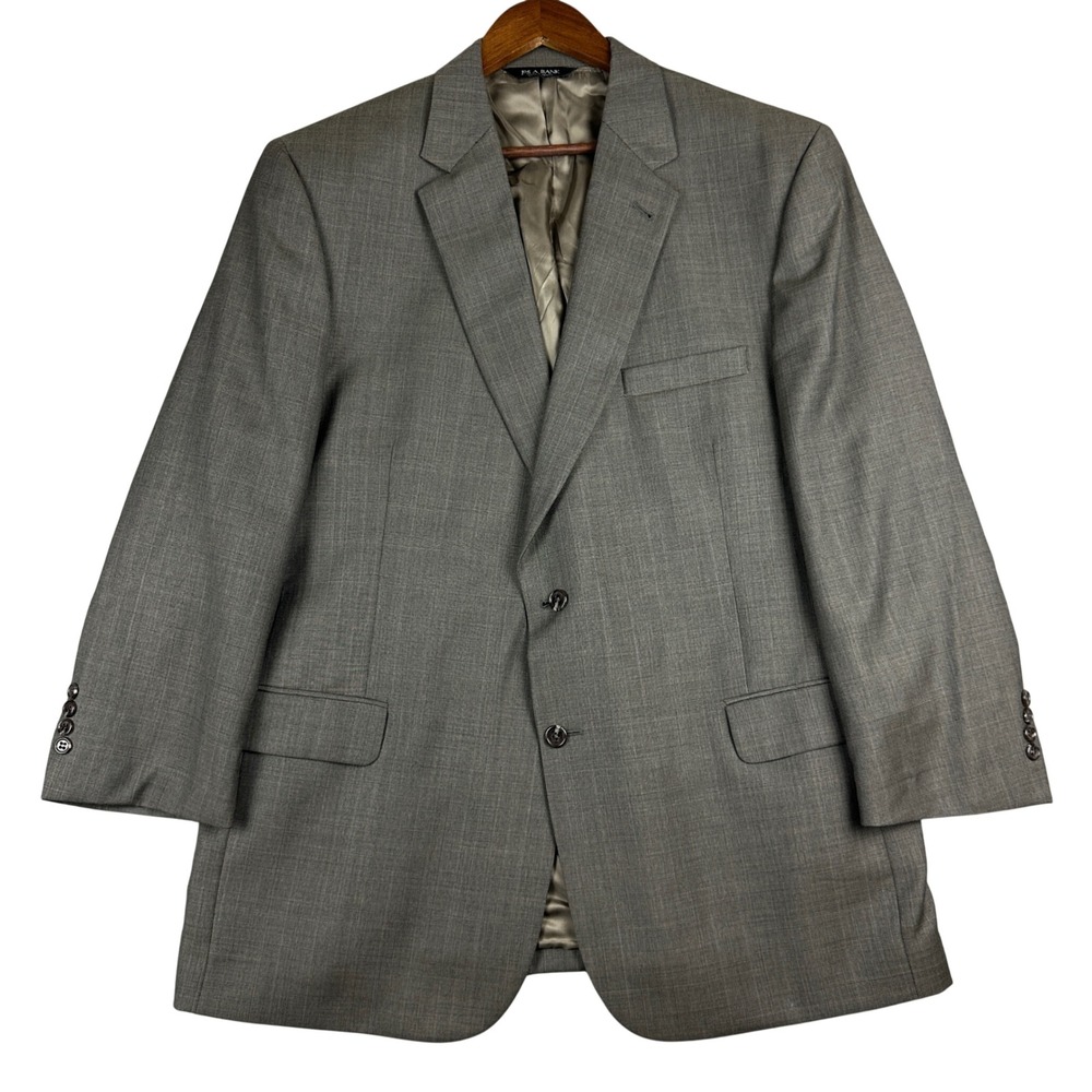 Jos A Bank Signature Collection Grey Plaid 100% Wool Blazer Suit Jacket Mens 48R